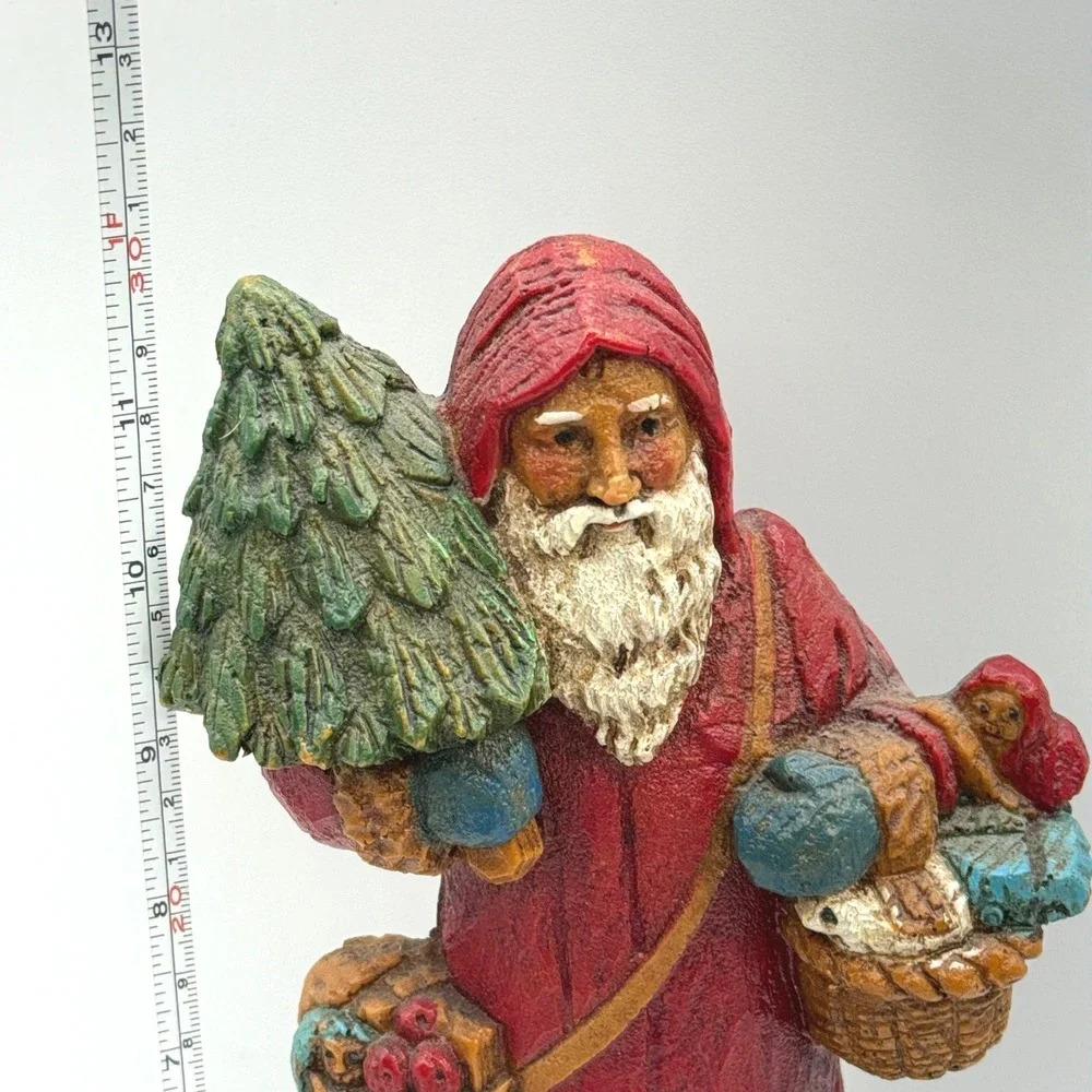 Enesco Musical Figurine Old World Santa 12in Red 1987 Vtg Christmas Victorian